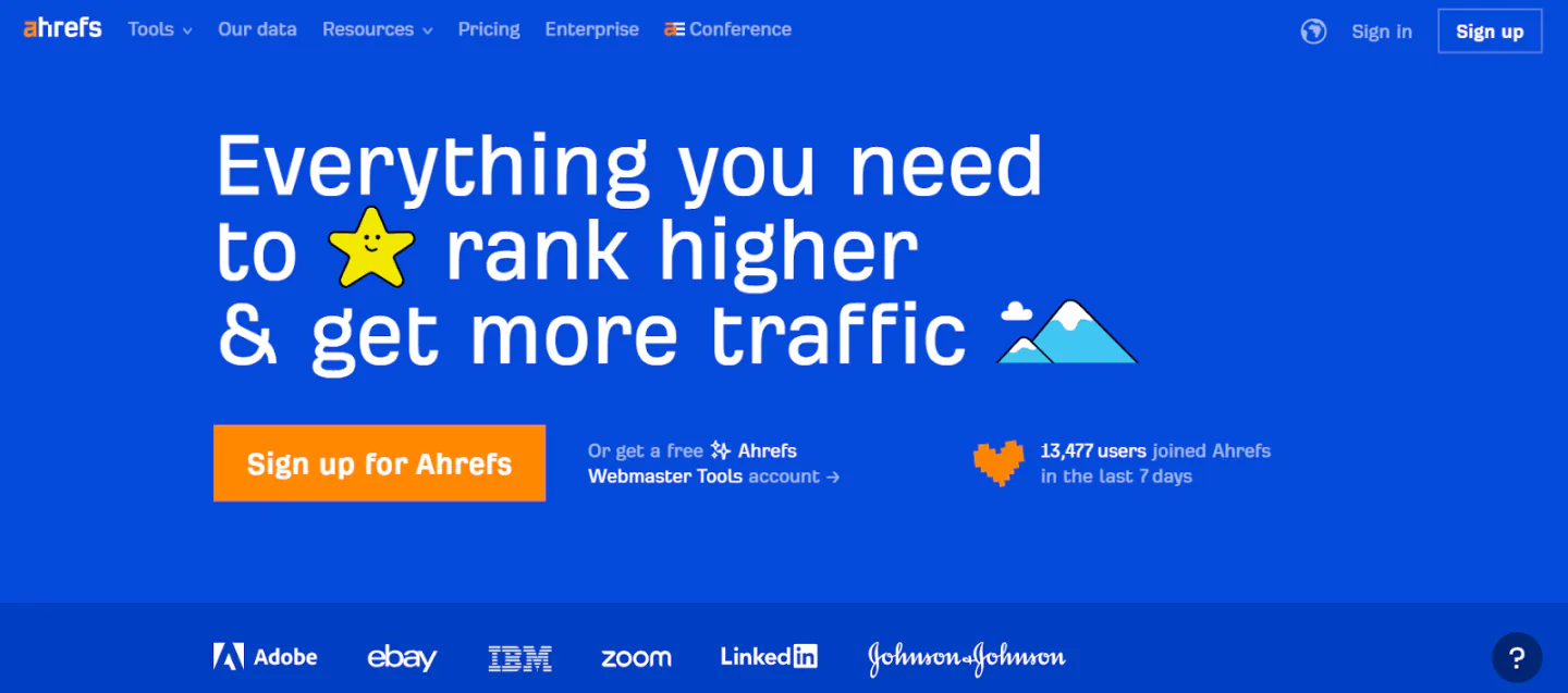 Ahrefs home page