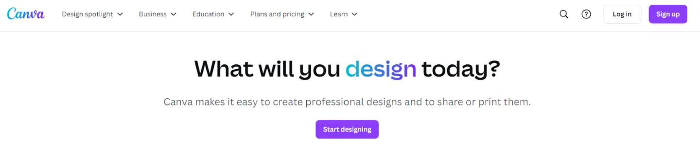 Canva home page