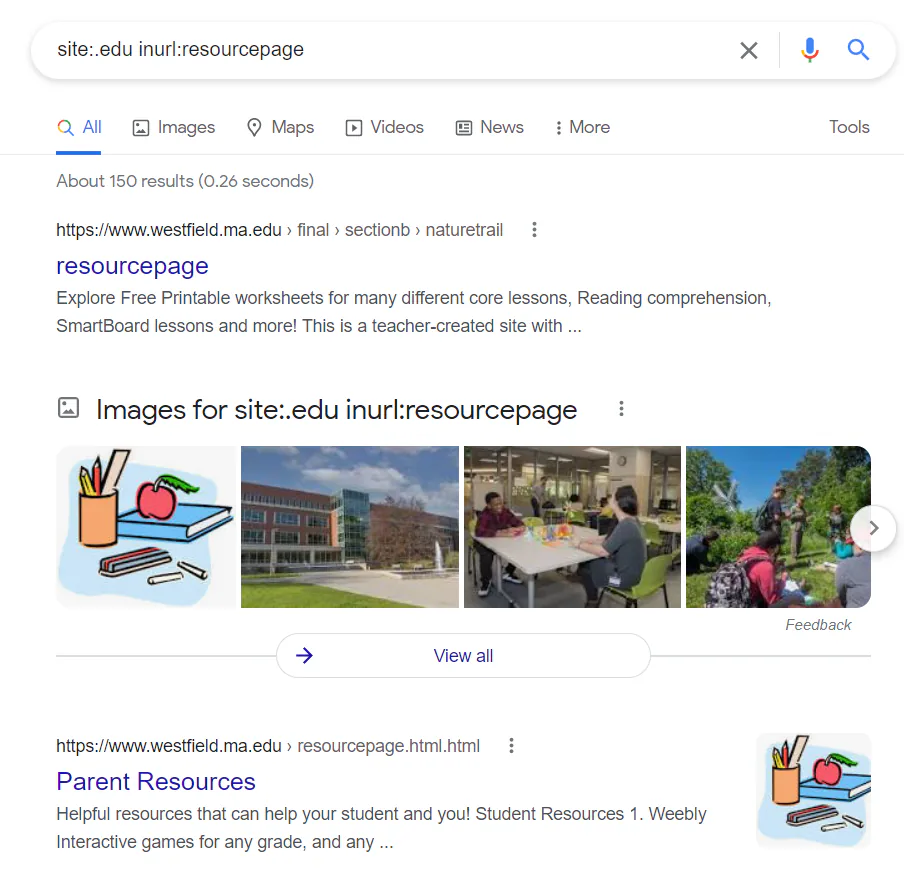 Example of two Google search operators