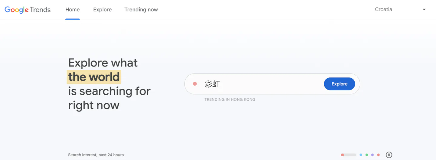 Google Trends home page