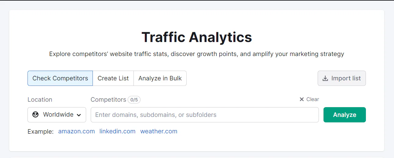 Semrush Traffic Analytics tool